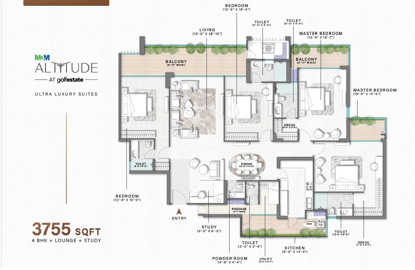 4BHK + Lounge + Study